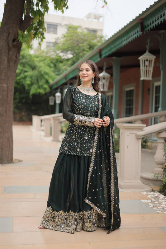 Yash Enterprise Green Silk Party Wear Embroidery Suit Set Grab2Buy Yash Enterprise Grab2Buy