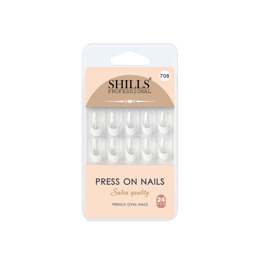 Shills Professional Reusable Press On Nails French Oval - SPN708