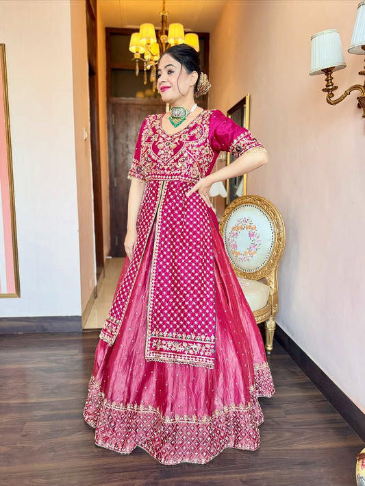 Yash Enterprise Pink Chinon Silk Party Wear Embroidery Suit Set Grab2Buy Yash Enterprise Grab2Buy