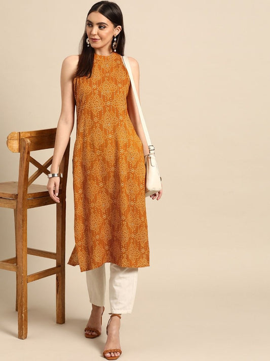 Anouk Women Yellow Bandhani Printed Kurta | Grab2Buy