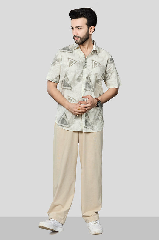Xkind Light Green Cotton Slub Printed Shirt Grab2Buy Xkind Grab2Buy