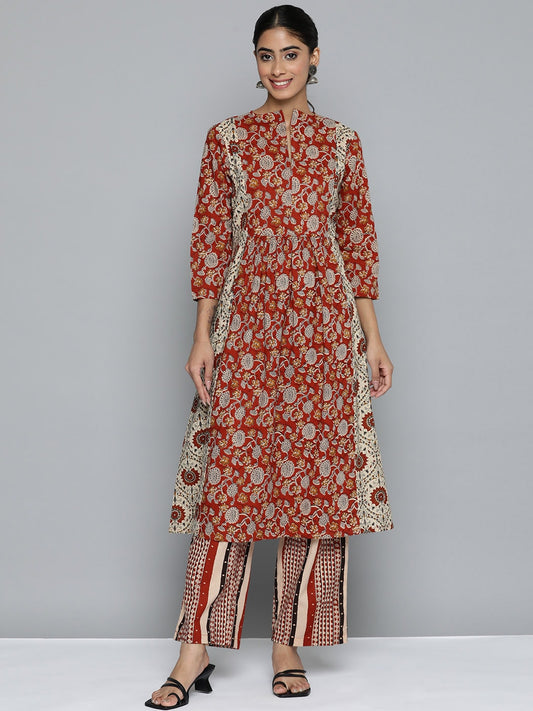 HERE&NOW Women Ethnic Motifs Printed Regular Pure Cotton Kurta Set