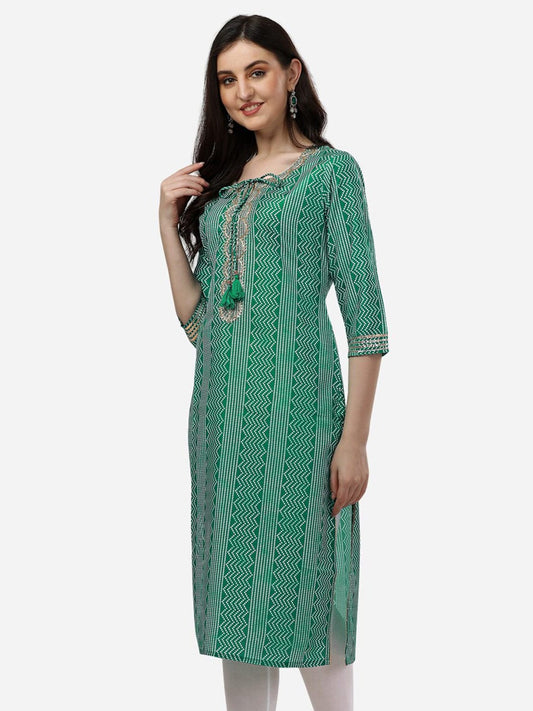 HERE&NOW Bandhani Printed Gotta Patti Kurta