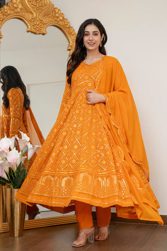 Yash Enterprise Yellow Blooming Silk Party Wear Embroidery Suit Set Grab2Buy Yash Enterprise Grab2Buy