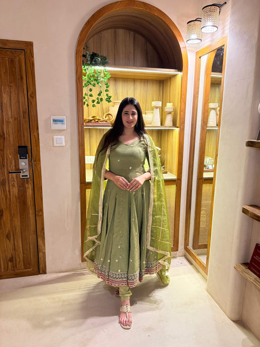 Yash Enterprise Green Vichitra Silk Party Wear Embroidery Suit Set Grab2Buy Yash Enterprise Grab2Buy
