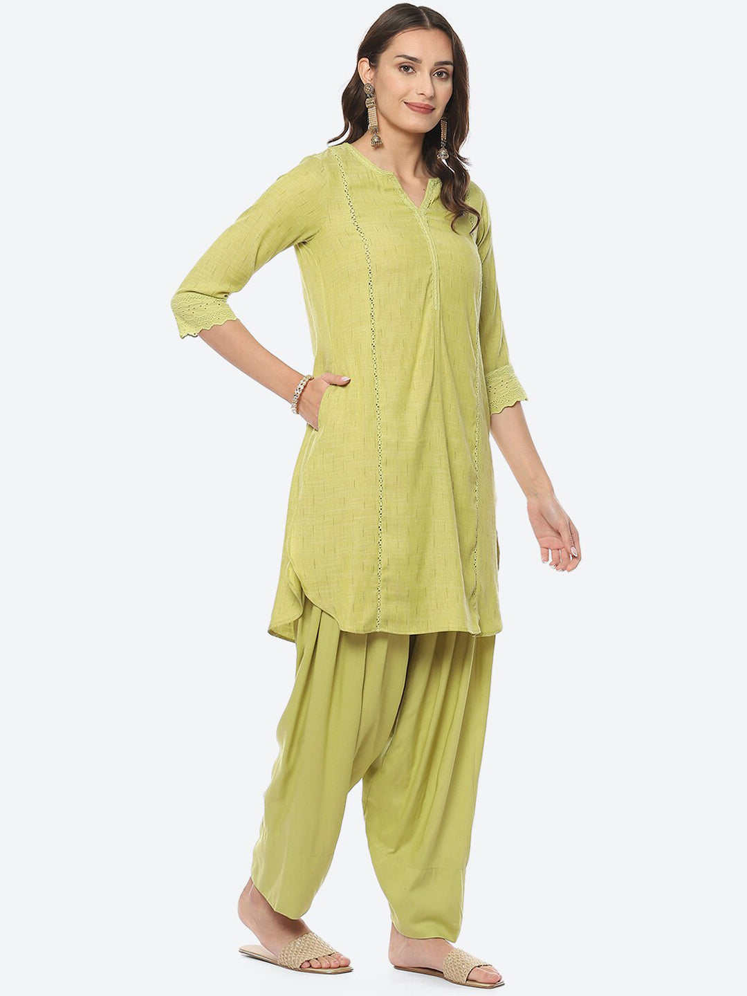 Biba Woven Design Thread Work Kurta with Salwar & Dupatta - Grab2buy