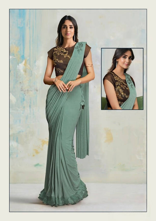 Lycra Saree With Stitched Blouse - Mohmanthan Royal