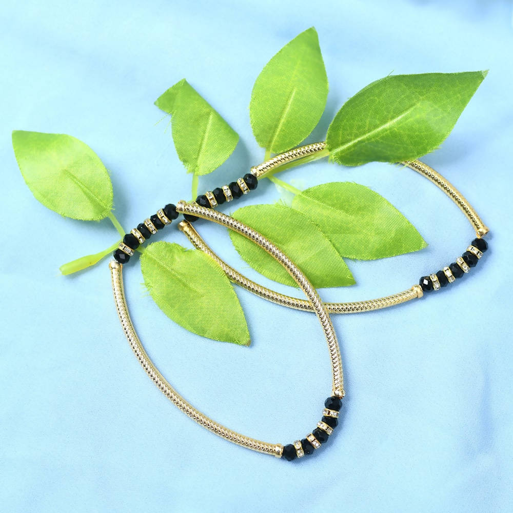 Mominos Fashion Kamal Johar Gold-Plated Beads Anklets
