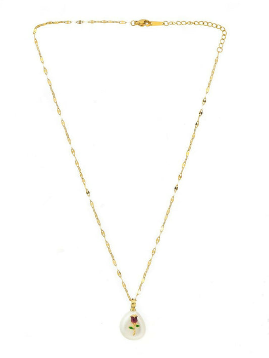 Antique Finish White Crystal Necklace - Ruby Raang