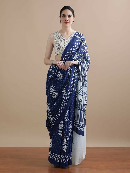 Exclusive Collection Blue Beautiful Mulmul Cotton Grab2Buy