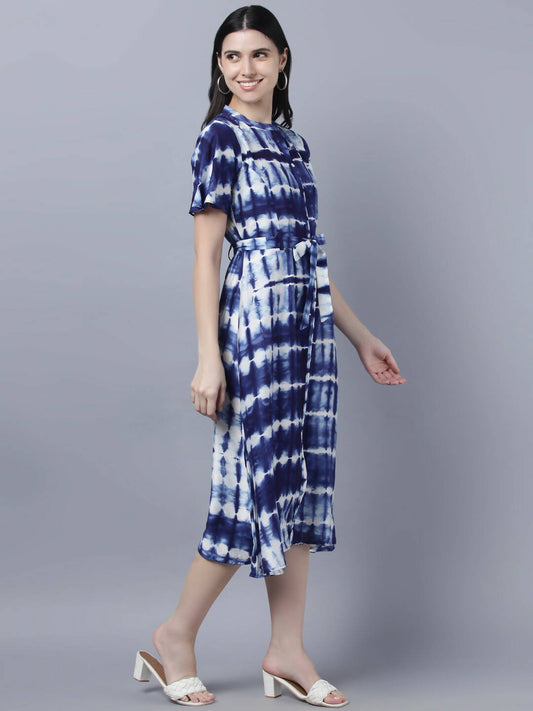 Myshka Stylish Multicolor Half Sleeve Women's Dress