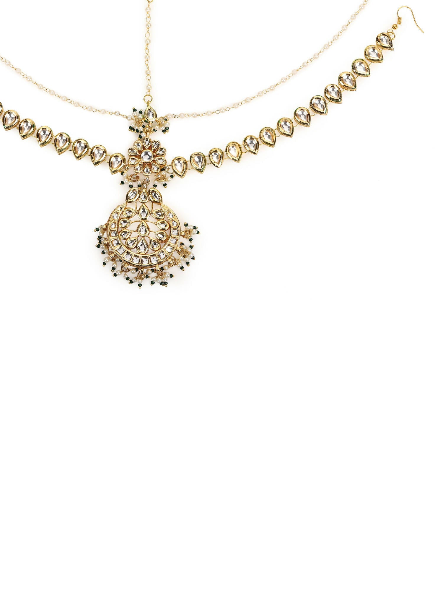 Women's Gold Plated Kundan Mathapatti Head Jewellery - Ruby Raang - Grab2buy