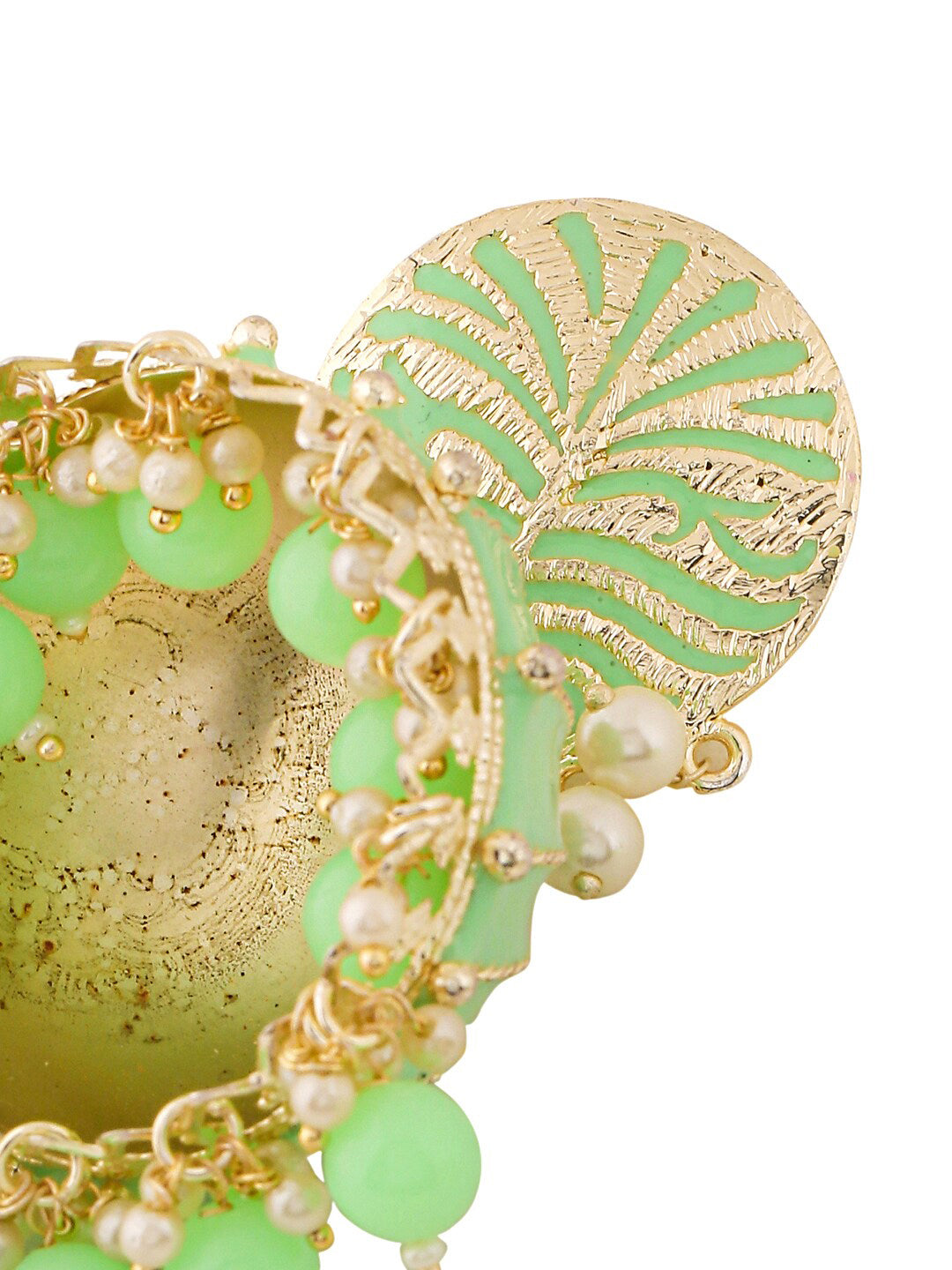 Yellow Chimes Women Green Meenakari Jhumkas Earrings - Grab2buy