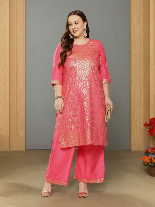 Sztori Plus Size Printed Regular Kurta with Palazzos