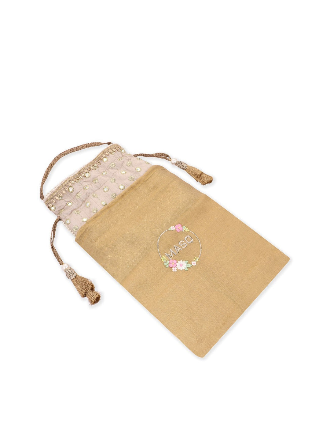 Masq Gold-Toned Embellished Potli Clutch - Grab2buy
