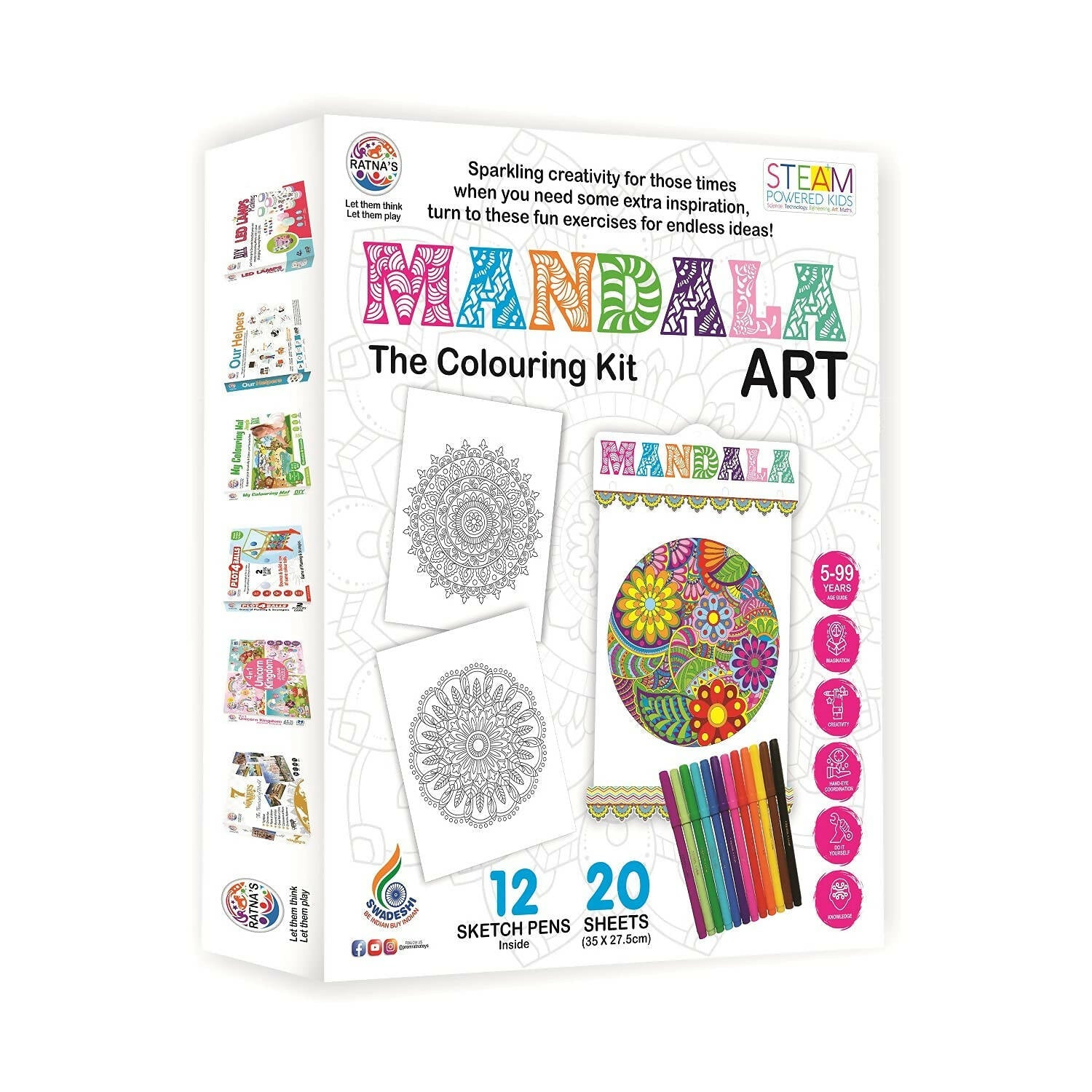 Sardar Ji Ki Dukan Ratna's Mandala Art.A Perfect Colouring Kit For All Ages (Multicolour) - Grab2buy