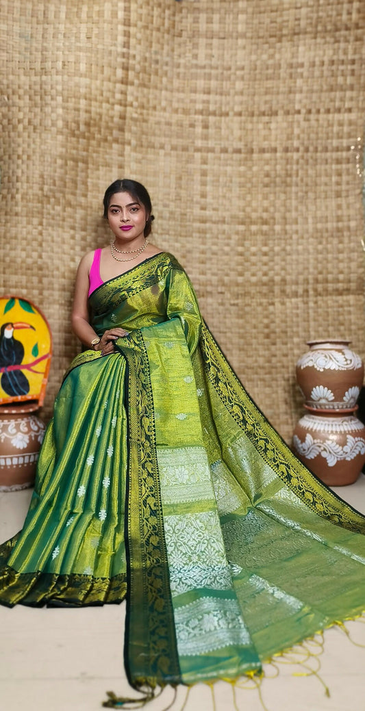 Exclusive Collection Green Beautiful Tissue Benarasi Grab2Buy
