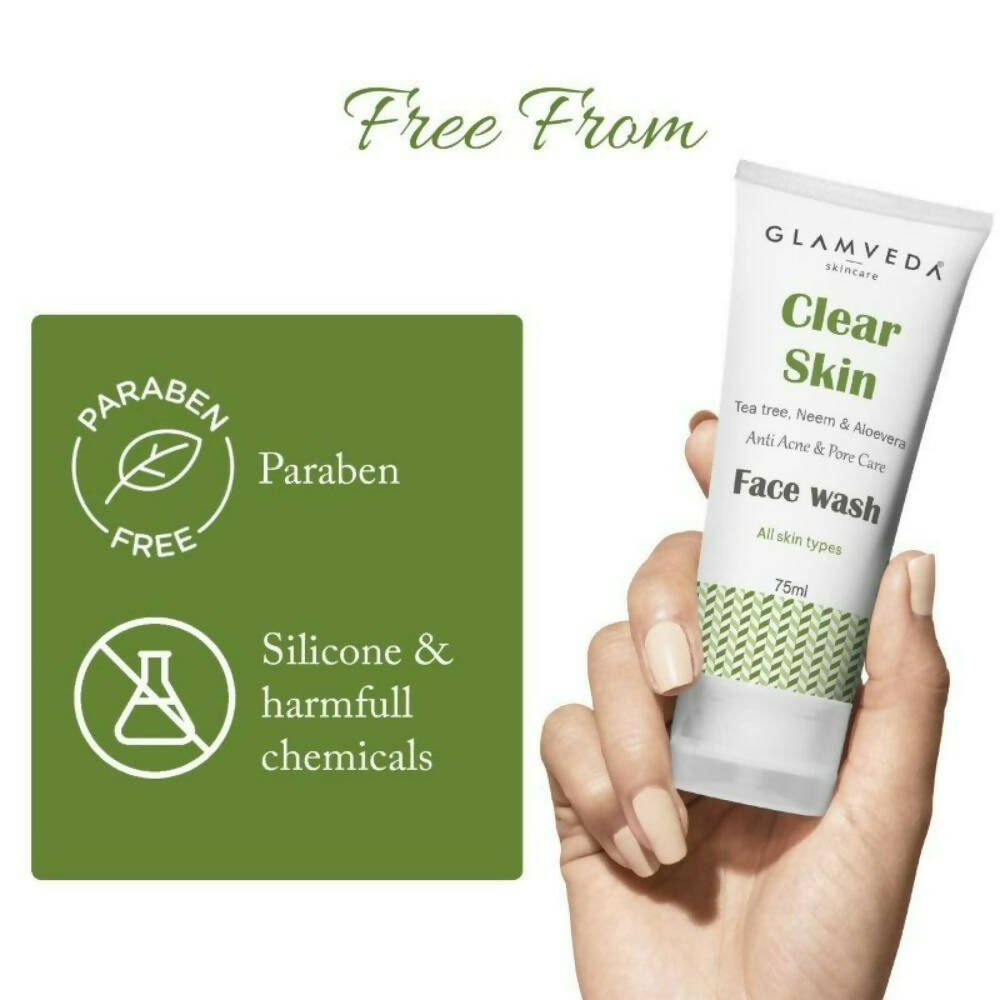 Glamveda Clear Skin Tea Tree, Neem & Aloe Anti Acne Face Wash - Grab2buy