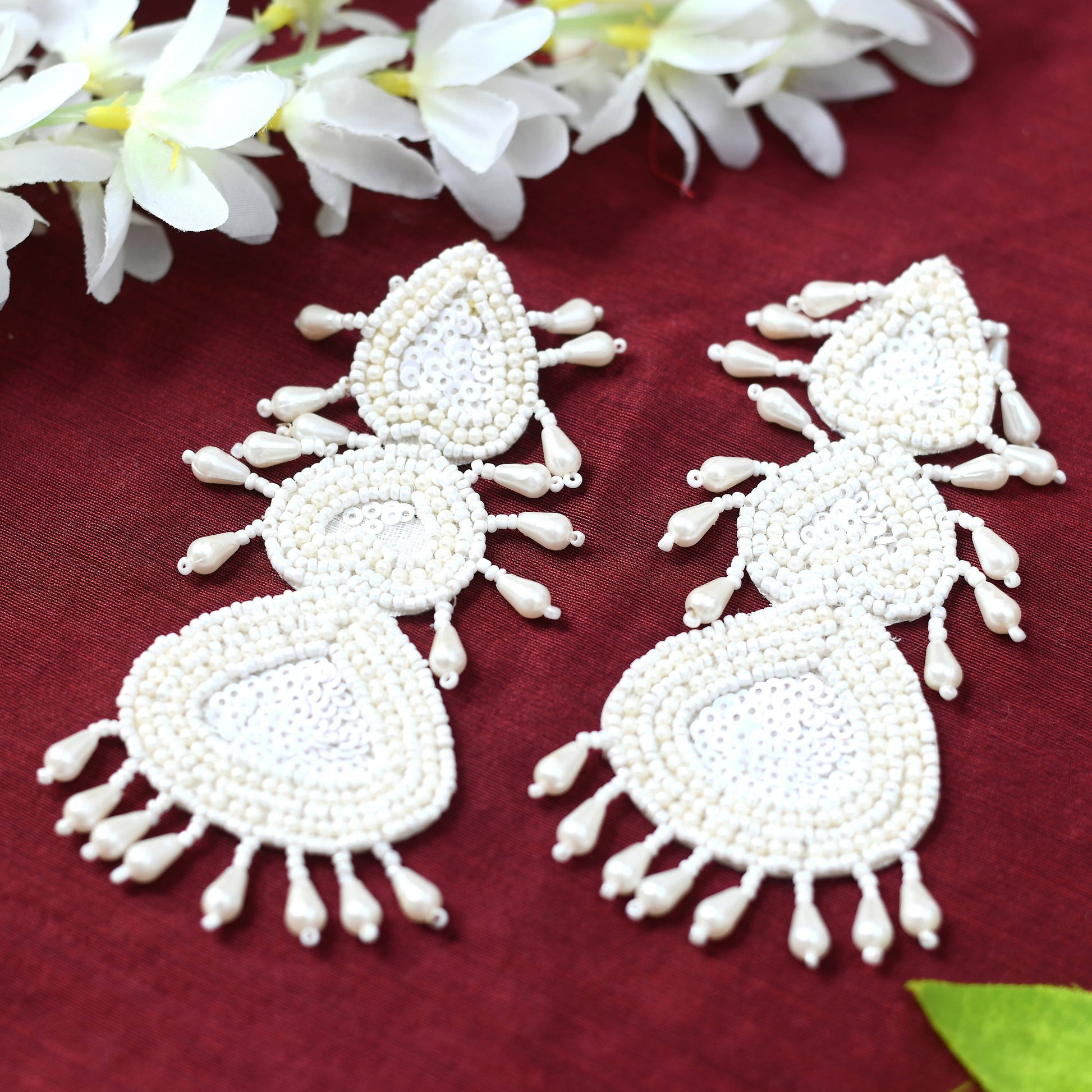 Mominos Fashion Johar Kamal Handicraft Off White Pearls Earrings - Grab2buy