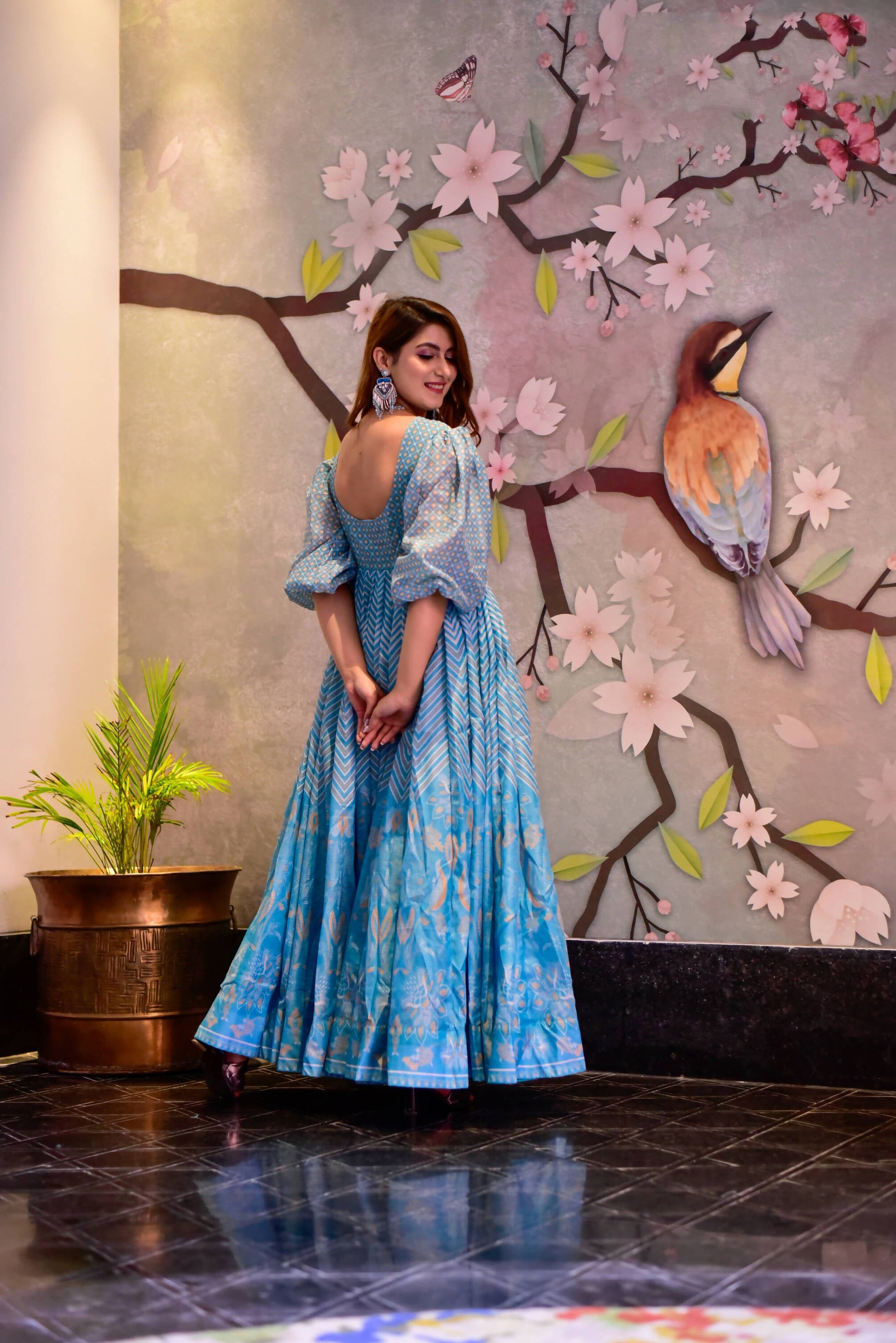 Casual Designer Sky Cotton Silk Gown - Anbazaar - Grab2buy