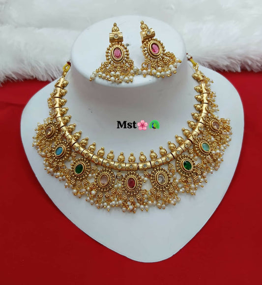 Joban Fashion Women Ruby Copper Necklace Set
