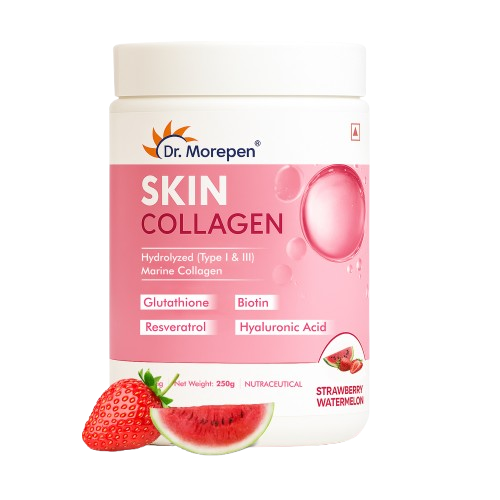 Dr. Morepen Skin Collagen Protein Powder With Hyaluronic Acid, Vitamin C, Sesbania & Biotin - Pineapple Flavour