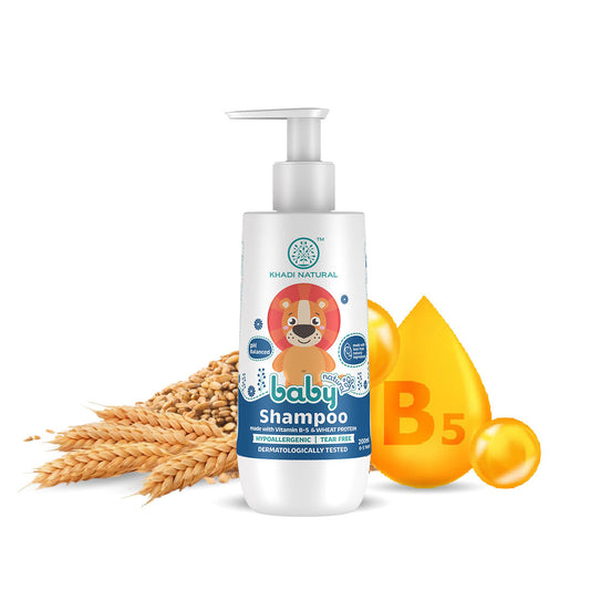 Khadi Natural Baby Hair Cleanser Made With Vitamin B-5 and Wheat Protein, Mild Baby Shampoo - 200ml