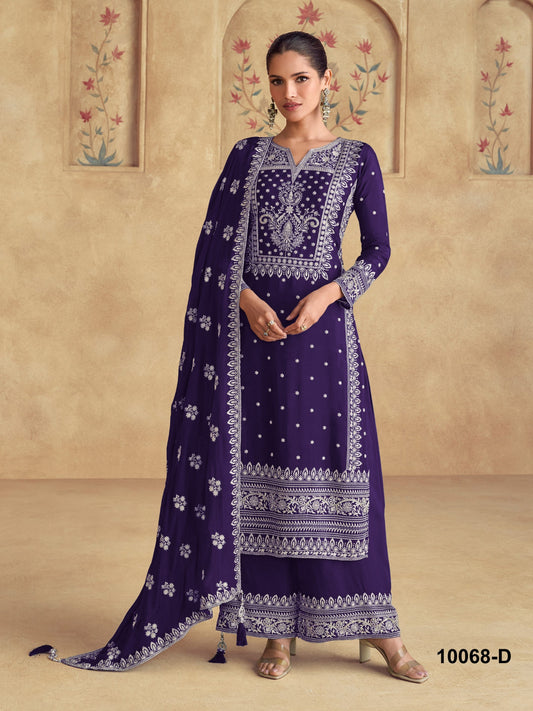 Anaita Purple Premium Embroidered Georgette Salwar Suit