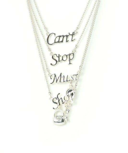 Silver-Plated Alloy Quotation Layered Necklace - The Pari | Swadesiicart