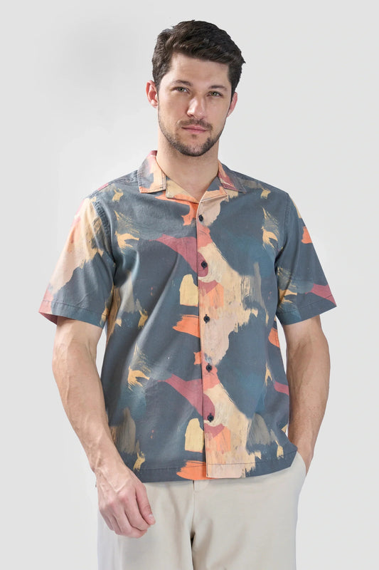 Xkind Dark Grey Abstract Printed Relaxed Fit Shirt Grab2Buy Xkind Grab2Buy