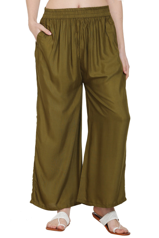 PAVONINE Mehandi Color Rayon Fabric Jumbo Sharara For Women