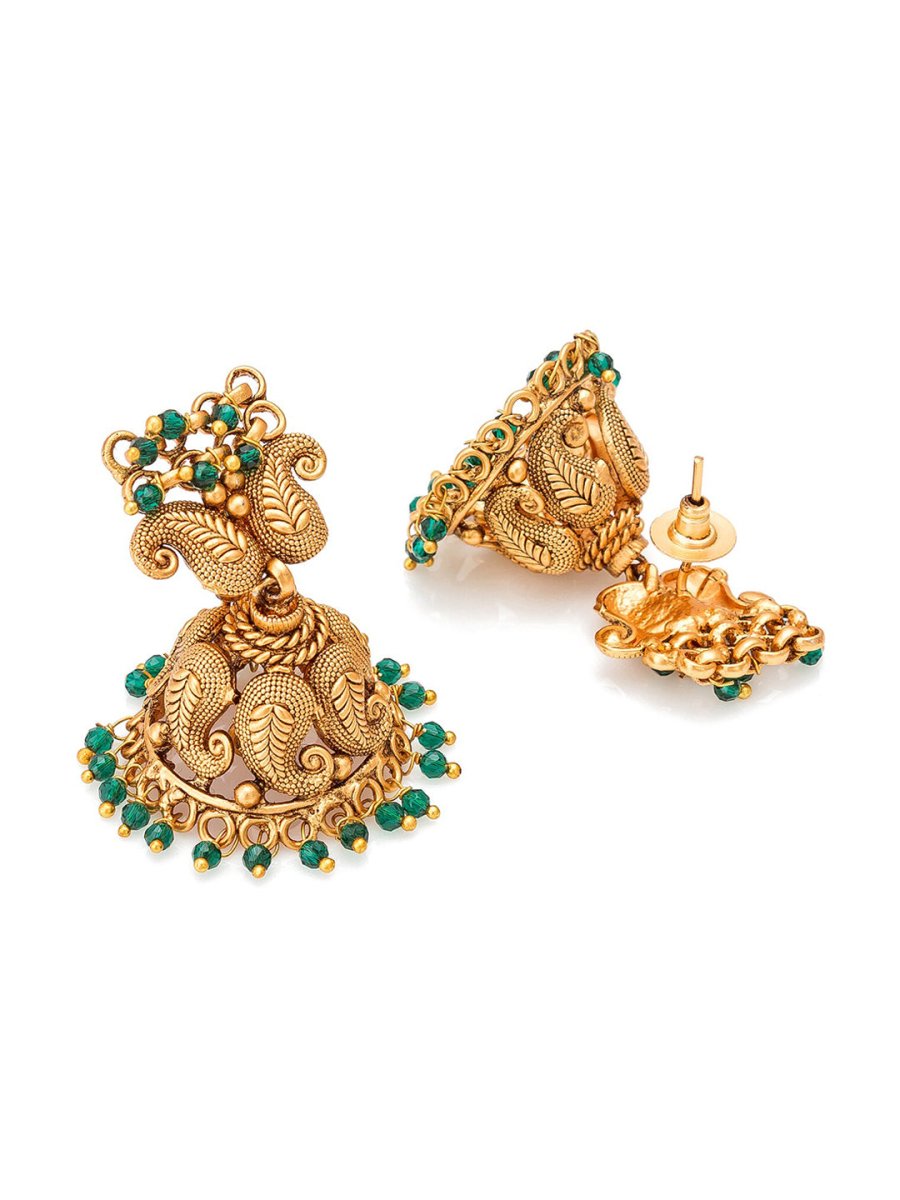 Aadita Gold-Plated Green Pearls Beaded Choker Jewellery Set - Grab2buy