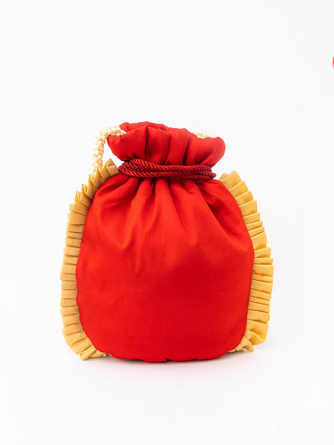 NR By Nidhi Rathi Red & White SHRINATHJI Embroidered Potli Clutch - Grab2buy