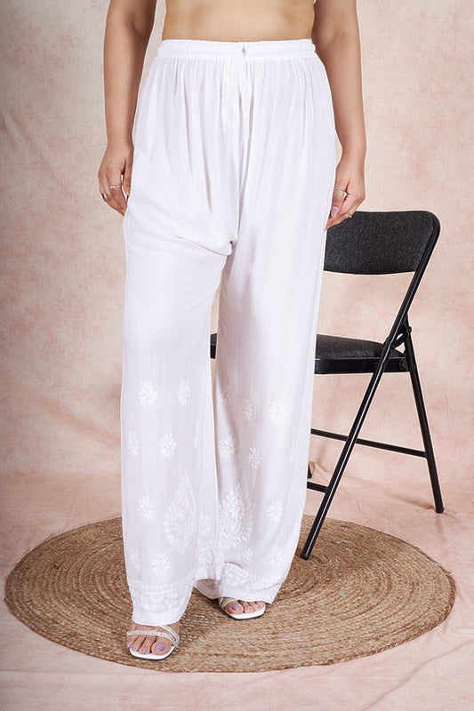 Rangreza Ethnic Rayon Palazzo White