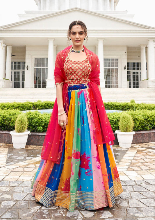 Anaita Multicolor Georgette Lehenga Choli With Sequence & Thread Work