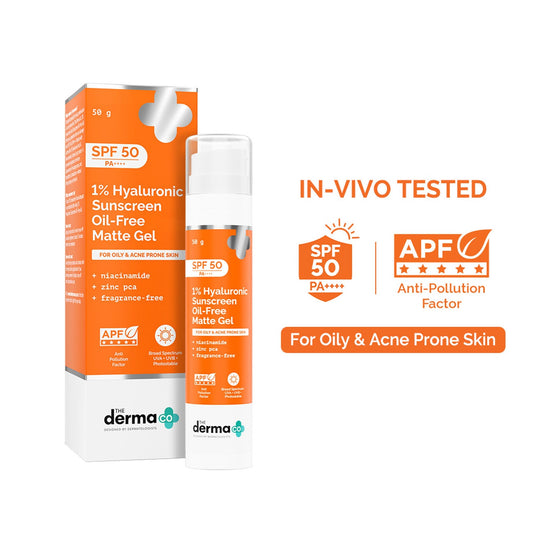 The Derma Co 1% Hyaluronic Sunscreen Oil-Free Gel With SPF 50 PA++++ For Oily In-Vivo tested Grab2Buy The Derma Co Grab2Buy