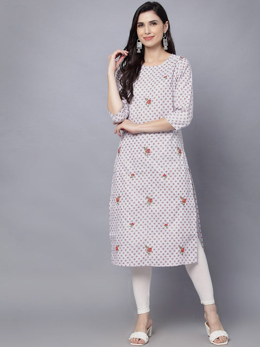 HERE&NOW Women Geometric Checked Patchwork Kurta