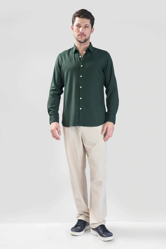 Xkind Bottle Green Plain Slim Fit Shirt Grab2Buy Xkind Grab2Buy