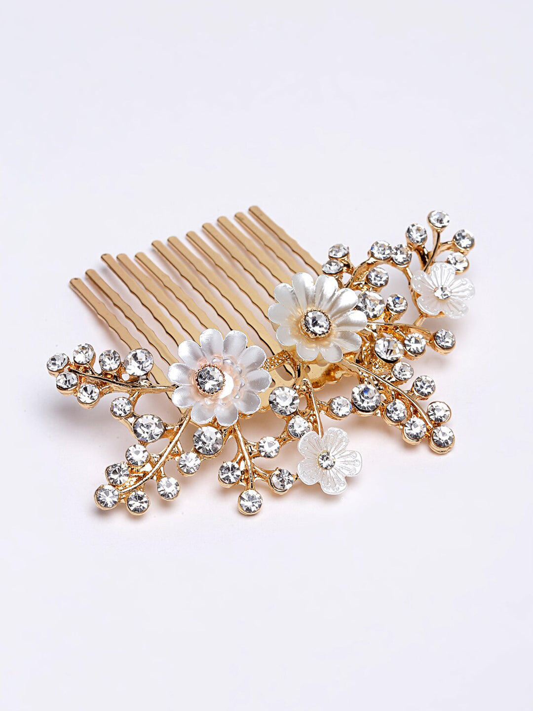 Panash Women Gold-Toned & White Embellished Comb Pin - Grab2buy