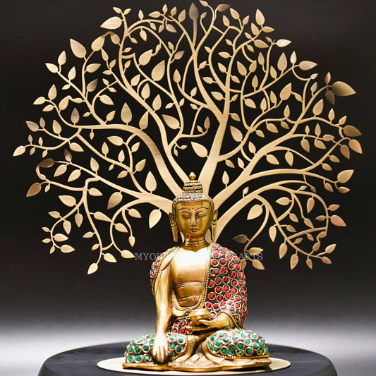 Brass Buddha Sitting Under the Tree - 1