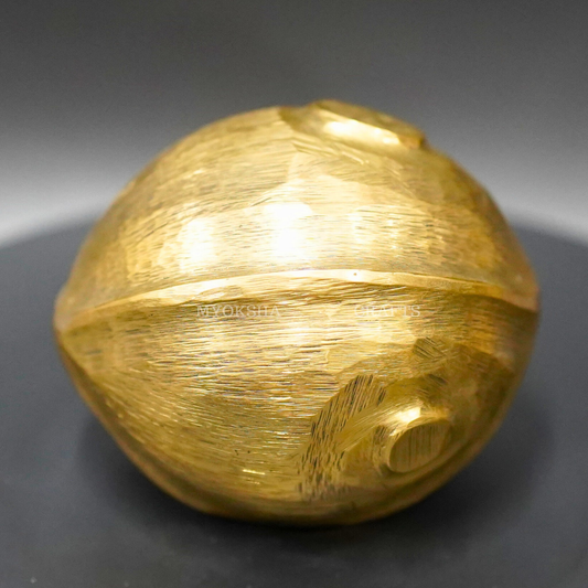 Golden Essence Brass Nariyal: Traditional Symbol of Blessings - 1