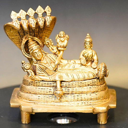 Brass Anantha Shayana Vishnu Idol - 1