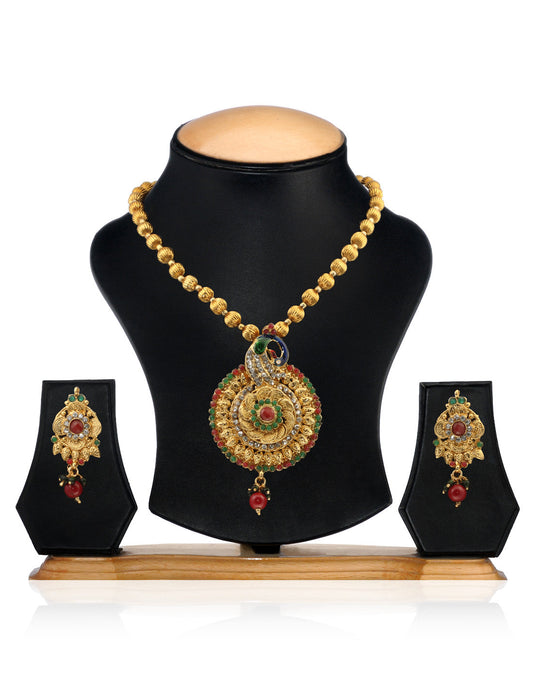 Gold-Plated Alloy Peacock Shape Multi Necklace Set - The Pari - Grab2buy