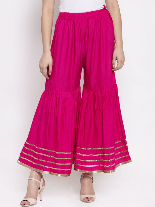 TAG 7 Women Pink Hem Design Flared Sharara