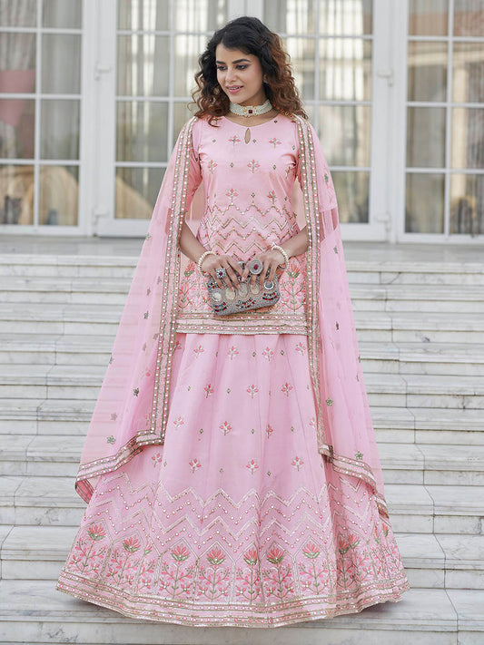 Myra Baby Pink Embroidered Designer Lehenga