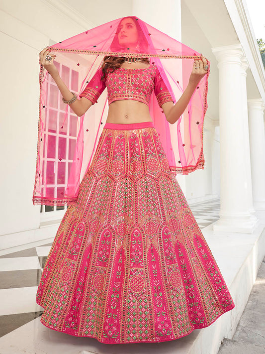Myra Deep Pink Heavy Embroidered Designer Lehenga
