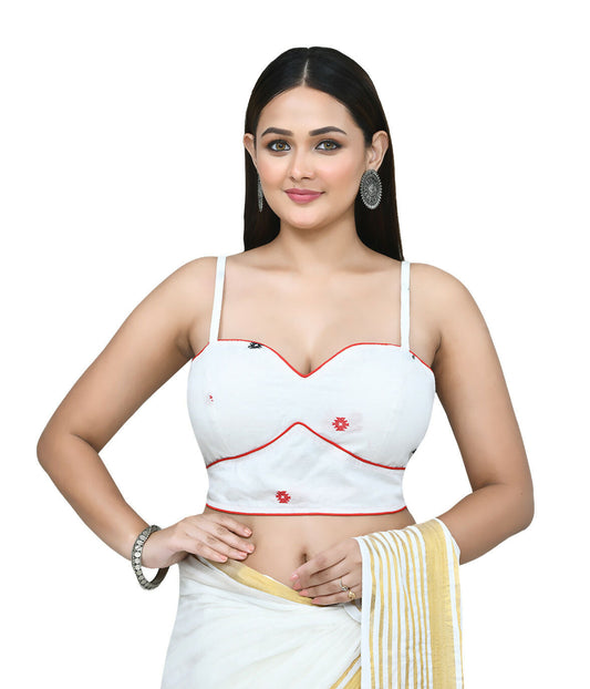Joban Fashion Women's White Embroidered Stitched Blouse