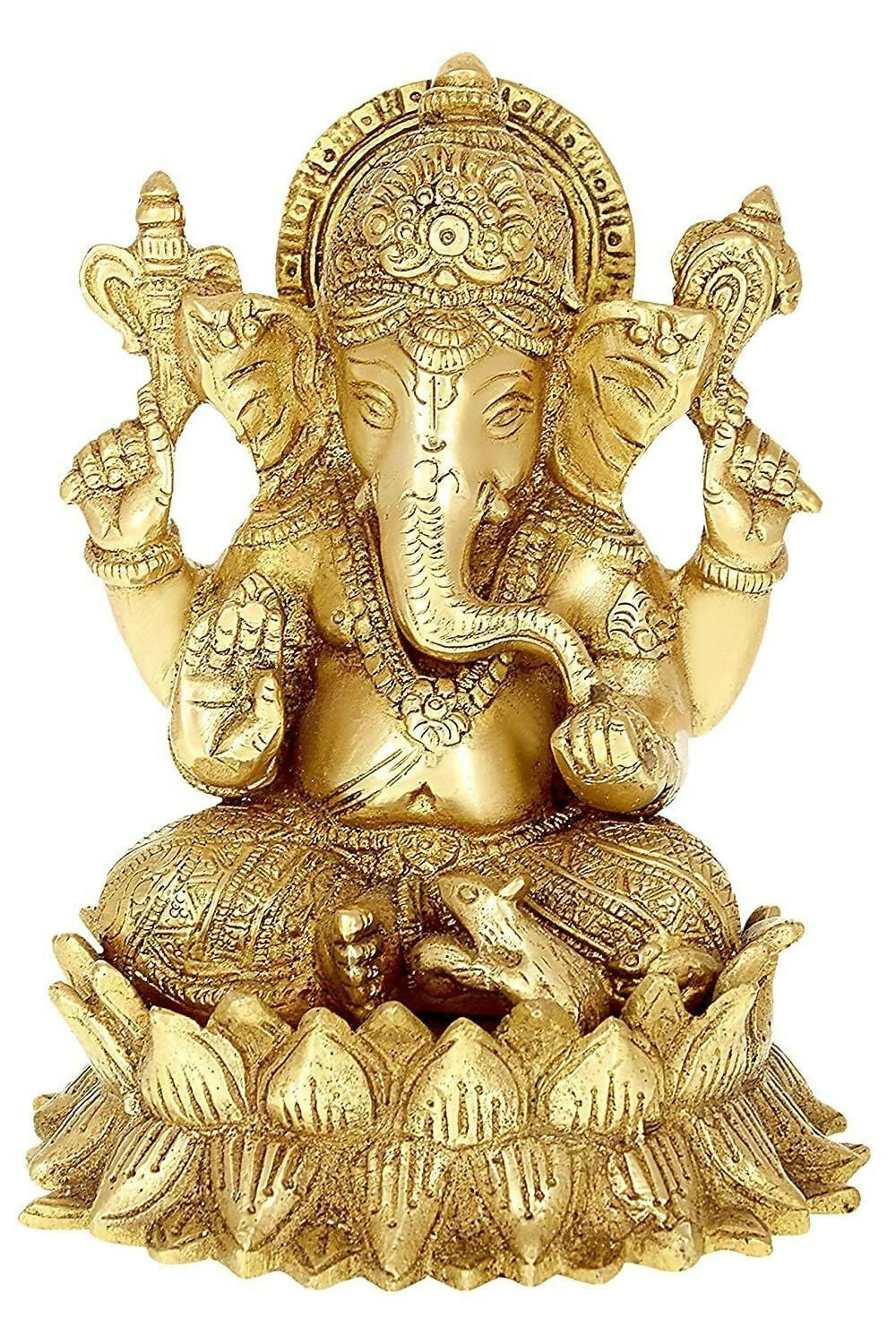 Umi Brass Lord Ganesha Sitting On Lotus - Grab2buy