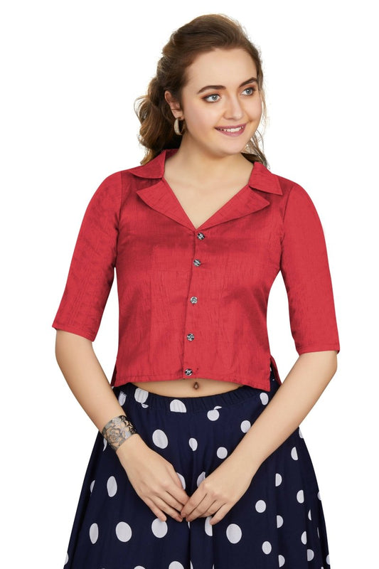 Aastha Fashion Women's Women's Gajri Art Silk Button Readymade Blouse