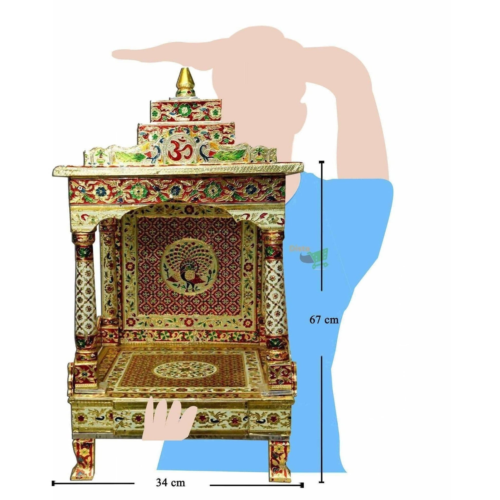 Silver Coated Multi Color Pooja Mandir / Pooja Mandiram Multi Color - Grab2buy
